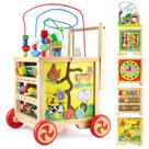 Wooden Activity Cube 6 em 1 Montessori Toys Educational Learning Sensorial Brinquedos sensoriais para crianças de 1 ano de 12 a 18 meses, meninos e meninas, presentes de primeiro aniversário para bebês e crianças de 1 a 2 anos, Bead Maze Shape Sorter Abacus