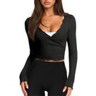 Wrap Top Talakeno Ballet de manga comprida cortada para mulheres Wrap Top Talakeno Ballet de manga comprida cortada para mulheres