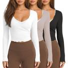 Wrap Top Talakeno Ballet de manga comprida cortada para mulheres Wrap Top Talakeno Ballet de manga comprida cortada para mulheres
