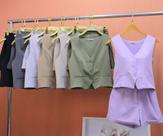 WWZ Fashion Conjunto Feminino Luis Twill Colete e Shorts Meia Coxa Moderno Moda Verão LT203