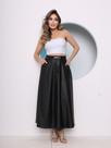 WWZ FASHION Saia de Couro Cintura Alta com Suporte para Cinto C142