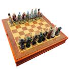 Xadrez Fantasia Medieval Tolkien Mago E Elfos Peças em Resina Tabuleiro Madeira Colecionador Geek