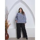 Xadrez Feminino Manga Longa Plus Size