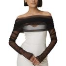 Xale de noiva GCZREN feminino elegante em tule preto sem ombros