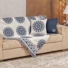 Xale Decorativo Turin com Franja 1,60m x 1,40m Jacquard 1 Peça 58% Algodão 42% Poliéster - Mandala Marinho Compose Xale Decorativo Turin com Franja 1,60m x 1,40m Jacquard 1 Peça 58% Algodão 42% Poliéster - Mandala Marinho Compose