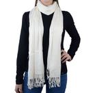 Xale Feminino Pashimina Viscose Lisa com Franja 70x180 cm Creme kora - 033419