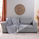 Xale para Sofá Manta Grid Jacquard 2,10m x 1,35m com Franja 60% Algodão / 40% Poliéster Tecido Variação:Xale para Sofá M