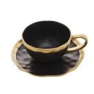 Xícara 200ml para chá de porcelana preto e dourado com pires Dubai Wolff - 18074