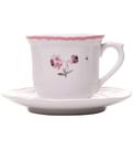 Xícara 90ml Avulsa de Café com Pires Florescer Rosa Cerâmica