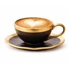 Xícara 90ml C Pires Dubai Dourada Wolff Capuccino Porcelana Preto