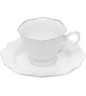 Xicara Avulsa 180ml Para Chá Porcelana Maldivas Branco Com Fio Prata