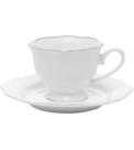 Xicara Avulsa 80ml Para Café Porcelana Maldivas Branco Com Fio Prateado