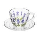 Xícara C Pires Café 80ml Cristal Lavanda Cappuccino Chá Água