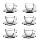 Xícara c/ Pires Vidro Jogo 6 Peças Café