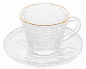 Xícara Café c/ Pires Cristal Fio de Ouro Petra 180 ml Lyor