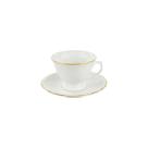 Xícara Café com Pires 70ml Porcelana Schmidt - Dec. Filetado Ouro Pomerode 0010