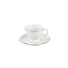 Xícara Café com Pires 70ml Porcelana Schmidt - Dec. Filetado Prata Pomerode 0012