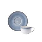 Xicara Café Com Pires 80ml Porcelana Schmidt - Dec. Esfera Azul Celeste 2414