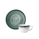 Xicara Café Com Pires 80ml Porcelana Schmidt - Dec. Esfera Verde 2418 Xicara Café Com Pires 80ml Porcelana Schmidt - Dec. Esfera Verde 2418