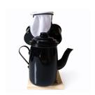 Xícara Café Gourmet, Suporte, Coador, c/ 2 Canecas 80ml, Bule 500 ml Preto