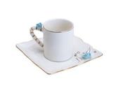 Xícara Café Porcelana com Pires Flower Square Plate Colorido 80 ml Wolff
