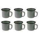 Xícara Caneca Esmaltada Retro 350ml Cinza Café Chá 6 Peças Cinza