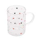 Xícara Caneca Vidro Borossilicato Corações Love 200 ml- Lyor