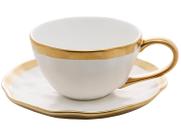 Xícara Chá C/ Pires em Porcelana Dubai Branco/Dourado 200ml - WOLFF