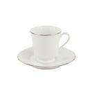 Xícara Chá com Pires 200ml Porcelana Schmidt - Dec. Filetado Prata Itamaraty 0012