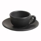 Xícara De Café Cerâmica Preto Matte Fosco Premium 70ml Com Pires 01 Unidade