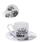 Xícara de Café com Pires em Porcelana Good Morning 80ml