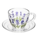 Xícara de Café com Pires Lavanda Hand Painting 80ml Cristal Ecológico Lyor Xícara de Café com Pires Lavanda Hand Painting 80ml Cristal Ecológico Lyor