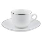 Xicara De Café Com Pires Porcelana Borda Prata 90ml Luxo Legacy Silver Mesa Posta