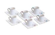 Xícara de Café com Pires Porcelana Flower Square 6 peças Wolff 80ml