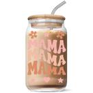 Xícara de café de vidro Nurforta de 16 onças com tampa de bambu, presente para mamãe