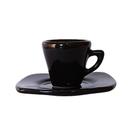 Xícara De Café em Cerâmica Premium 60ml Com Pires Preto Brilhante 01 Un