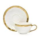 Xicara de Café em Porcelana Dubai Branco e Dourado 90ml Wolff