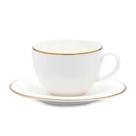 Xicara de Chá Café Com Pires 220ml Porcelana Borda Dourada Luxo Legacy Gold