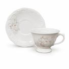 Xícara de Chá com Pé e Pires Porcelana Decorada Schmidt Eterna Xícara de Chá com Pé e Pires Porcelana Decorada Schmidt Eterna