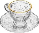 Xicara de cha com pires new butterfly com fio de ouro 180ml cristal Xicara de cha com pires new butterfly com fio de ouro 180ml cristal