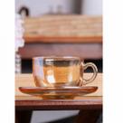 Xicara de cha com pires nice 150ml ambar vidro