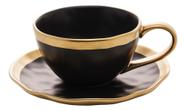 Xicara de cha de porcelana dubai preto e dourado 200ml