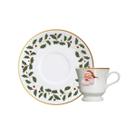 Xícara de Chá de Porcelana Papai Noel Azevinho 190ml