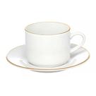 Xícara De Chá Porcelana Borda Dourada Com Pires Café Royal Premium 200ml Haüskraft
