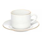 Xícara de Chá Porcelana Borda Dourada com Pires Café Royal Premium 200ml Haüskraft