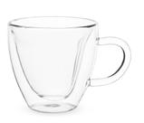 Xícara dupla camada vidro coração 200ml caneca de café chá