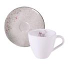 Xícara e Pires Chá Café 95ml Tramontina Floralis Porcelana