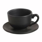 Xícara Grande Com Pires Cerâmica Para Chá Café 240ml Cor Preto Matte 01 Un