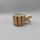 Xícara Orelha Listrada Laranja e Verde 150ml 6,3x7,5x11,2cm