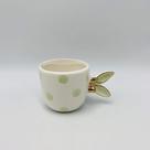 Xícara Orelha Poá Verde e Dourado 150ml 6,3x7,5x11,2cm